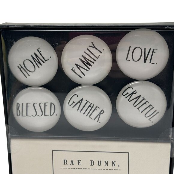 Rae Dunn 6 Glass Dome Magnets Set HOME FAMILY LOVE BLESSED GATHER GRATEFUL Gift - Picture 2 of 9